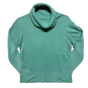 Kathie Lee Turtleneck Sweater Seafoam Aqua Green Rib Knit Vintage 90s Womens M